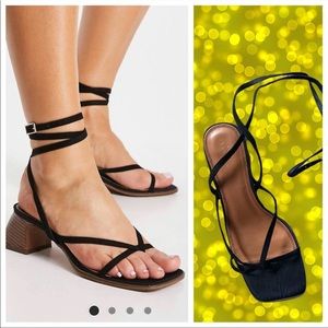 ASOS Design Hana toe thong mid heeled sandals